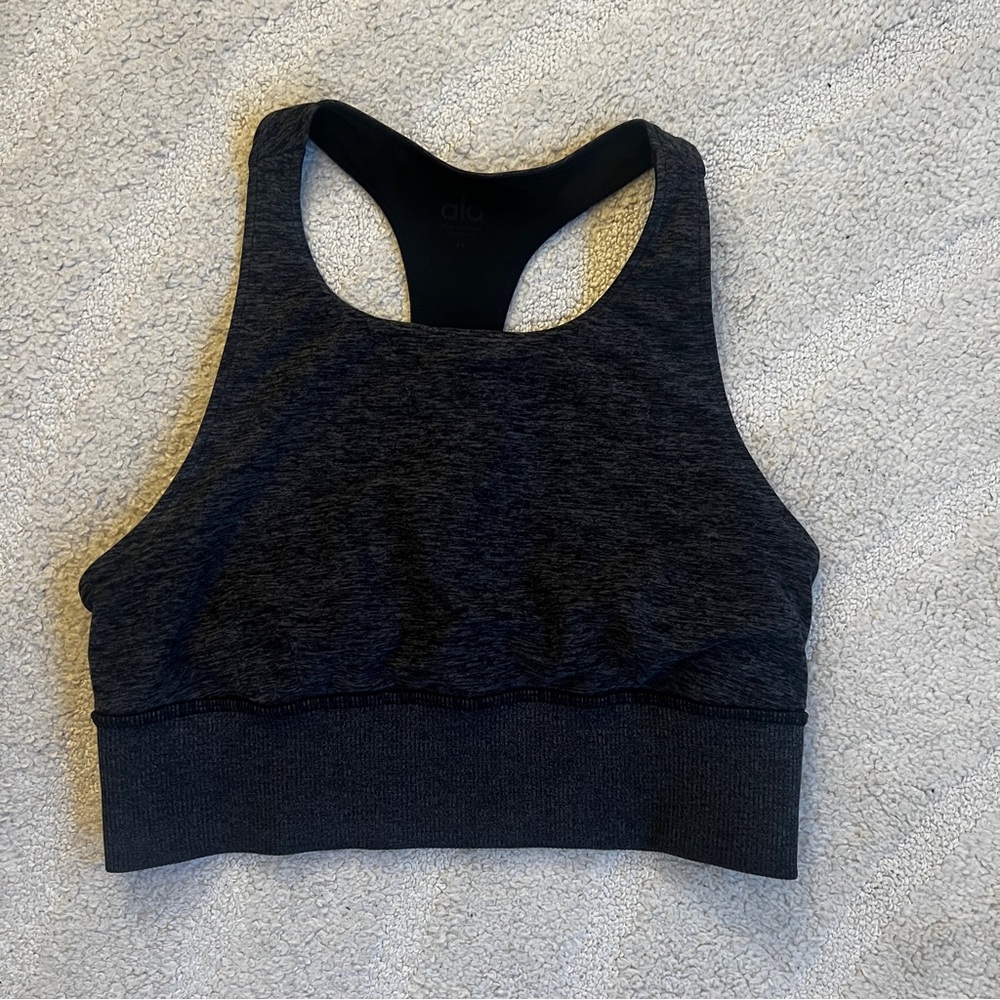 Alo Yoga - Heathered Grey Sports Bra